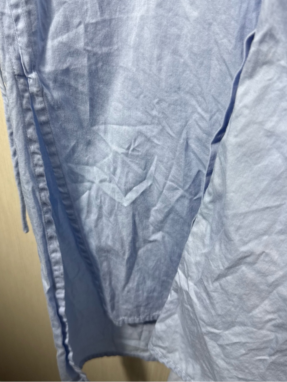 ZARA L Light Wash Chambray Oversized Button Down Shirt Dress Midi Blue Tie Back - Picture 6 of 11